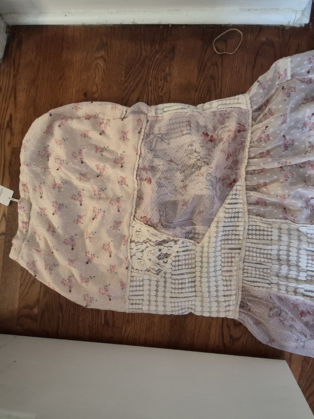 FREE PEOPLE Floral Pink Swiss Dot Skirt